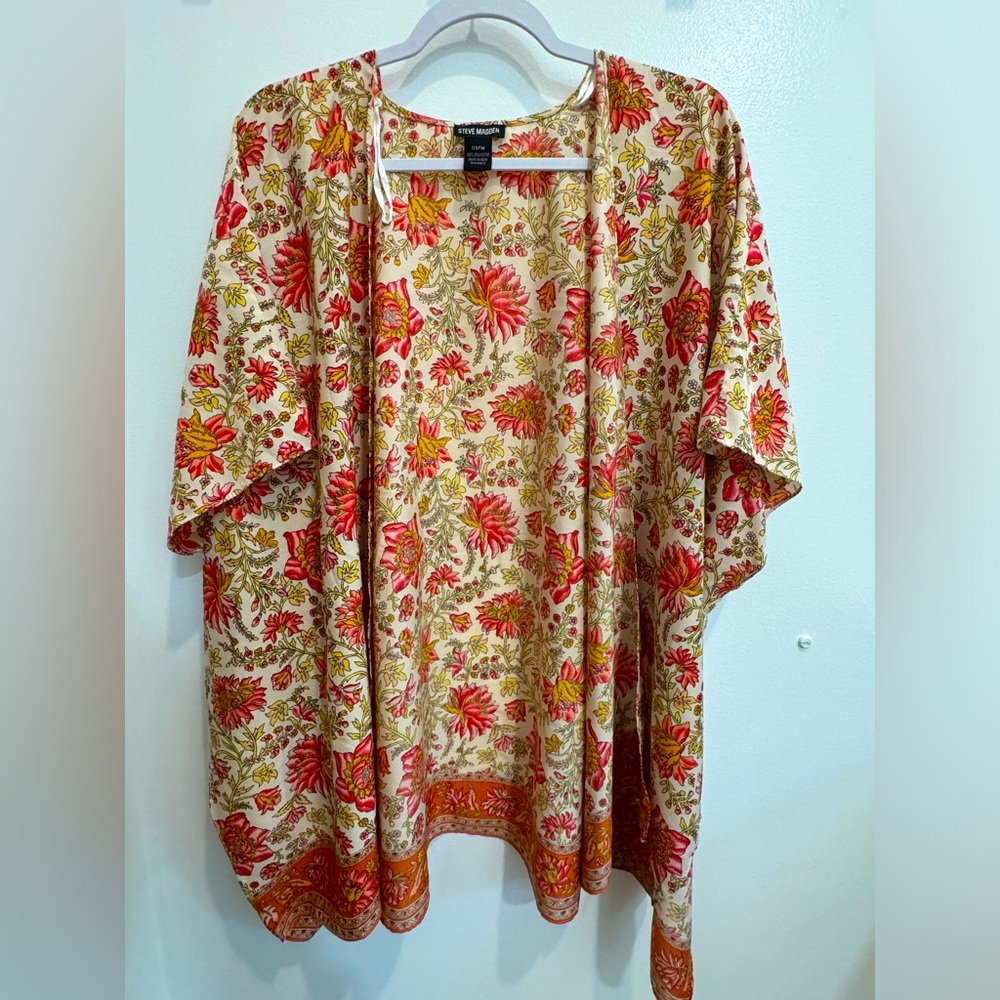 Steve Madden pink and yellow floral kimono-style wrap
